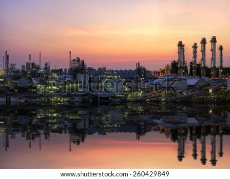 And oil ,power and petroleum  refining industry reflection  in thailand.