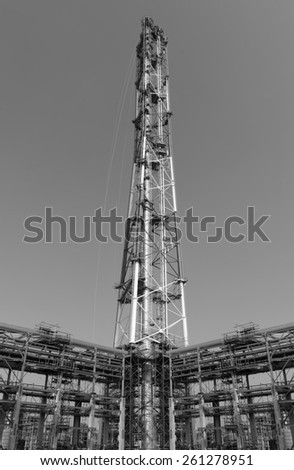 Flare stack background with light black and white tone.