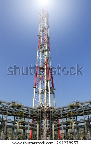 Flare stack background with light.