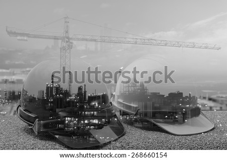 Outdoor work use Safety helmet for Oil ,Refinery ,Construction site black and white tone.