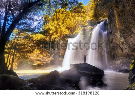 Autumn season Landscape waterfall ,water fall thailand .
