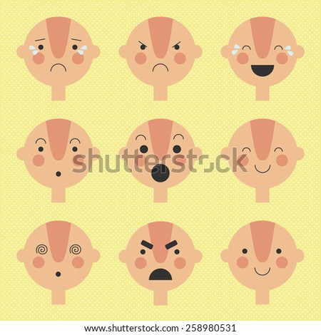 emotion icons.  life in facial emotions, isolated icons set vector illustration