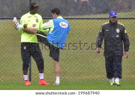 TERESOPOLIS, BRAZIL - JUNE 19, 2014: Players of Brazil are seen during a training session at the Granja Comary training center. Gaspar Nobrega/VIPCOMM. NO USE IN BRAZIL.