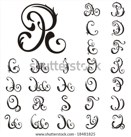 capitalized cursive letters. capital letters in handwriting
