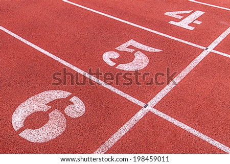 Running track numbers four five six in stadium