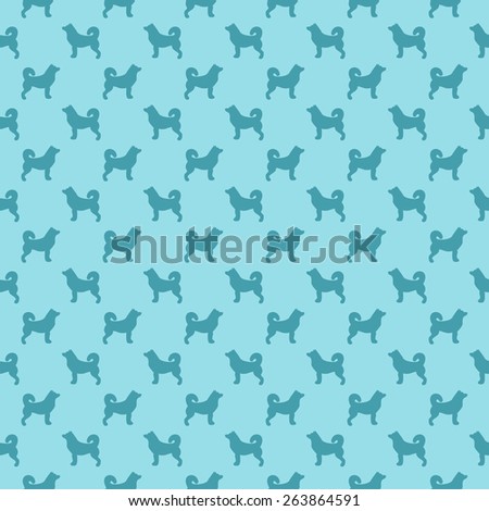 blue silhouette dog pattern, seamless texture background