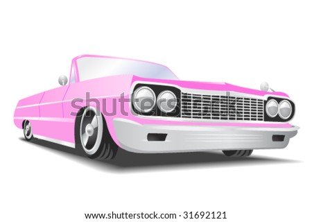 stock vector pink oldschool cadillac Save to a lightbox