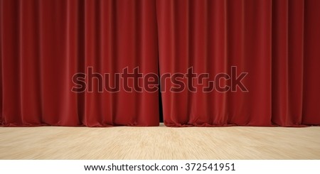 closed curtain wooden floor