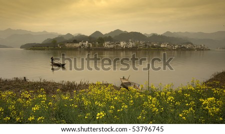beautiful country scenery in a lake, China