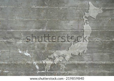 Map of Japan on reinforced concrete