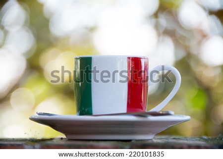 Italian coffee. Cup with italian flag