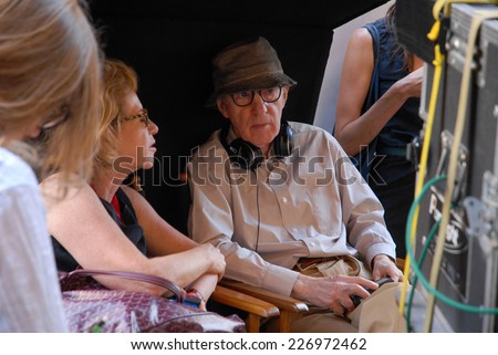 ROME, ITALY - JULY 7, 2011: US Director Woody Allen during the filming of the movie \