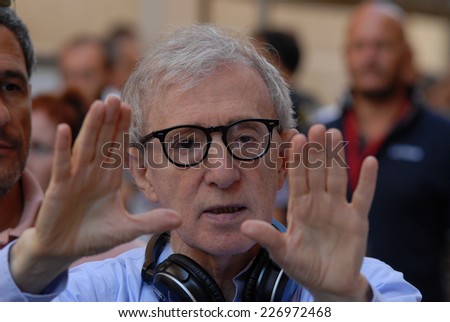 ROME, ITALY - AUGUST 12, 2011: US Director Woody Allen during the filming of the movie \