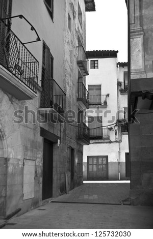 Alley in black and white, Graus, Spain