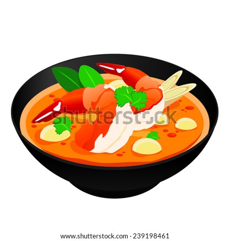 illustration, food, thai, soup, sea, spicy, seafood