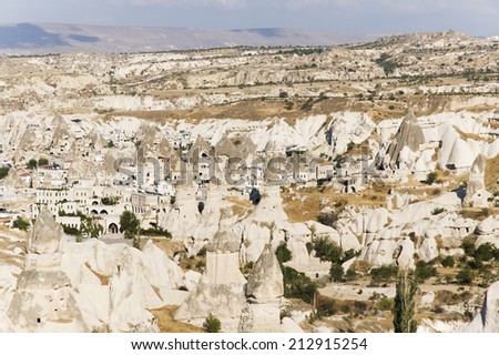View of GÃ?Â¶reme, a town in Cappadocia, a historical region of Turkey, located among the \
