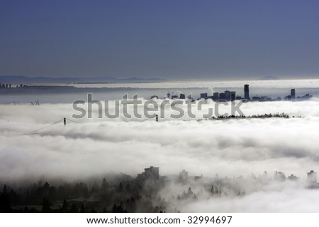 Vancouver as seen being under a heavy blanket of fog