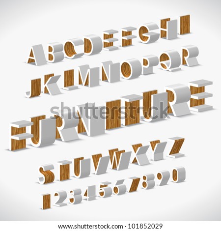 Vector Alphabet Shaped Furnitures Vector Alphabet Shaped Furnitures