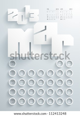 Vector 2013 Calendar Design March Vector 2013 Calendar Design March