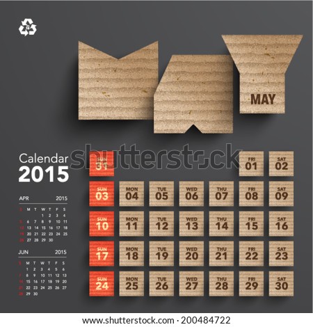 Vector 2015 Cardboard Calendar Design May Vector 2015 Cardboard Calendar Design May