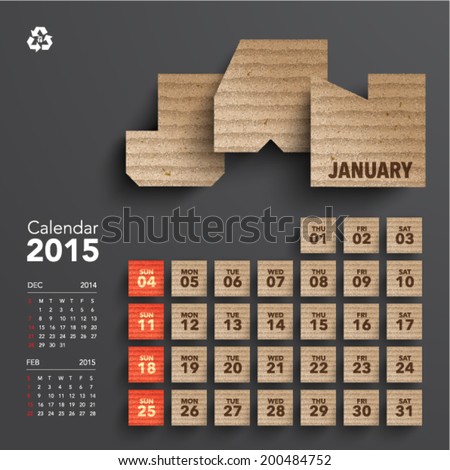 Vector 2015 Cardboard Calendar Design January Vector 2015 Cardboard Calendar Design January