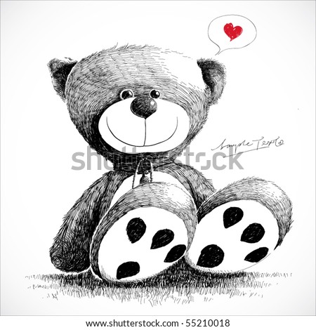 stock vector : Hand drawn teddy bear isolated on white.