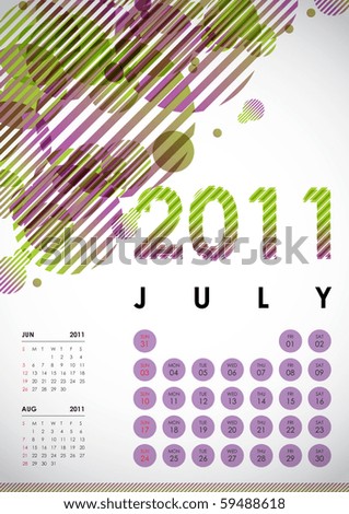 july calendar. stock vector : July - Calendar