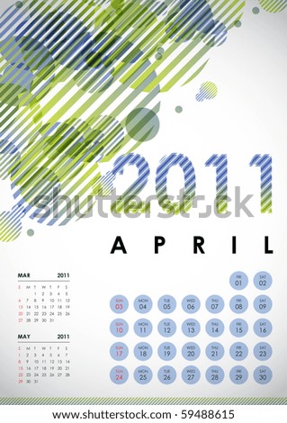 April 2011 Calendar on April   Calendar Design 2011 Stock Vector 59488615   Shutterstock