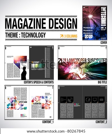 Magazine Layout Templates on Stock Vector   Magazine Layout Design Template With Cover   8 Pages  4