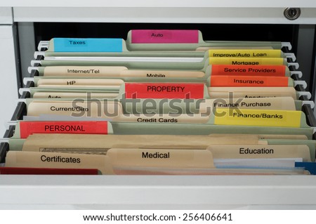 Personal and House Documents Organization -  Hanging Files in File Cabinet Drawer