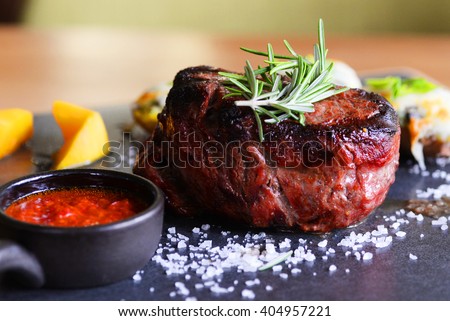 Assorted delicious grilled meat with vegetable