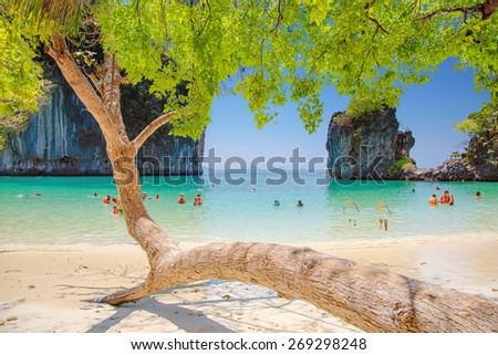 Tropical beach scenery, Andaman sea, View of koh hong island krabi,Thailand