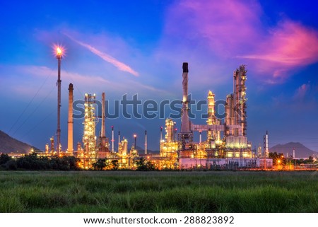 Oil and gas industry - refinery at sunrise - factory - petrochemical plant