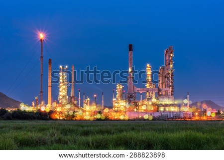 Oil and gas industry - refinery at sunrise - factory - petrochemical plant