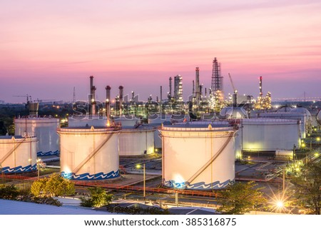 Oil and gas refinery at twilight