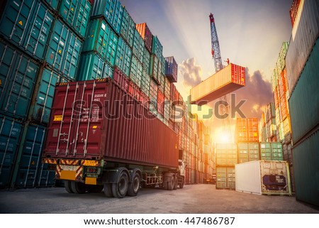 Business Logistics concept, map global partner connection of Container Cargo freight ship for Logistic Import Export background