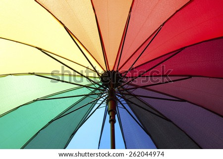 Rainbow umbrella\
The opened rainbow umbrella