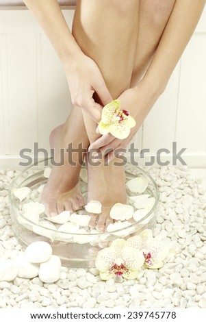 woman spa pedicure foot treatment