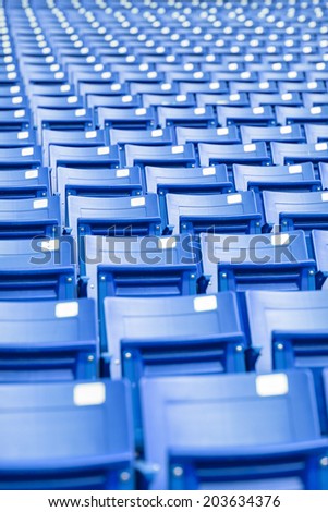 Modern blue stadium seats perspective