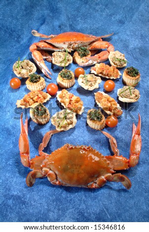 finger food or canape whit crabs