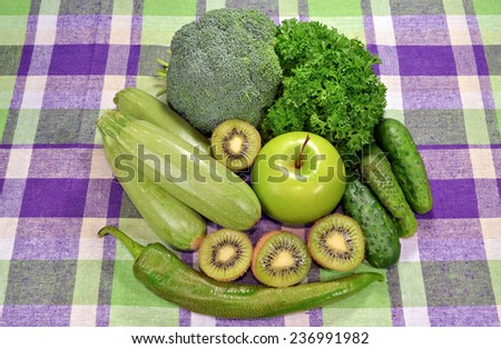 Collection of green fruits and vegetables