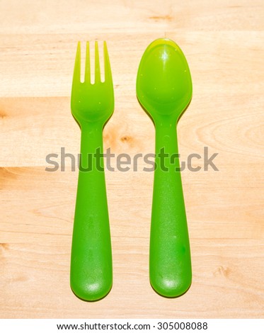 green plastic fork