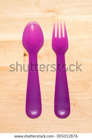 purple plastic  tableware