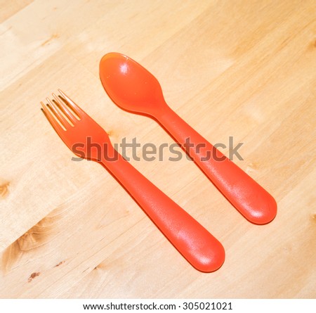 red plastic tableware