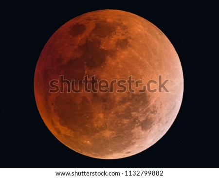 Blood moon,Lunar Eclipse ,Moon Eclipse ,Total Eclipse  taken by dedicated astrophotography camera on telescope.