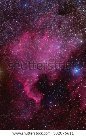 North America Nebula ,Galaxy,Open Cluster,Globular Cluster with stars and space dust in the universe long expose.