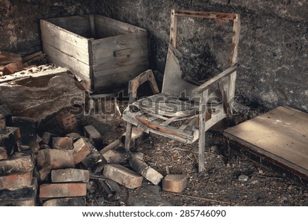 Old abandoned room with old things