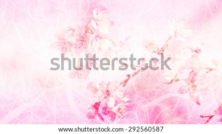 Cherry Blossom in mulberry paper texture pastel color soft focus for background.