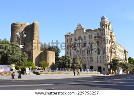 Baku, Azerbaijan - MAY 27, 2014: Maiden Tower - the symbol of Baku city