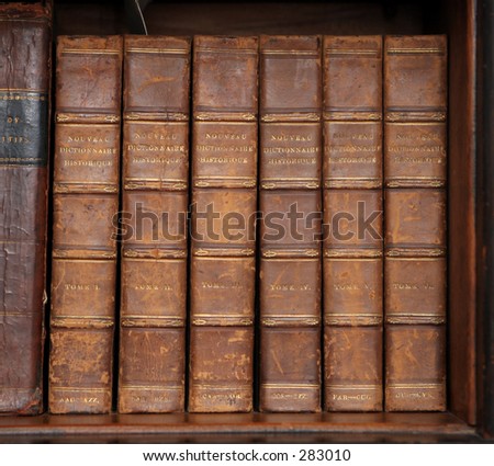 Set of six old leather bound books
